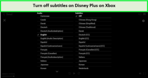  Apague los subtítulos en Disney en Xbox. in - Espana 
