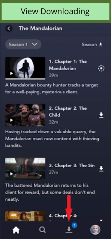 You can watch downloaded movies & shows on the Disney+ app canada