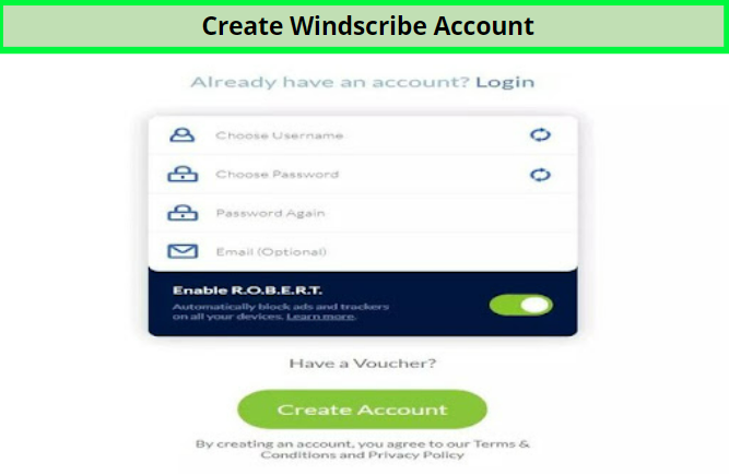  Maak een Windscribe-account aan 