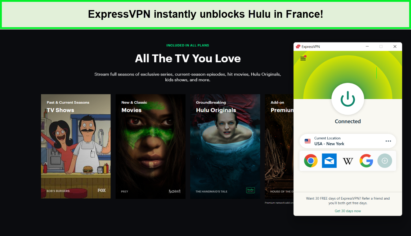  ExpressVPN débloque Hulu en France 