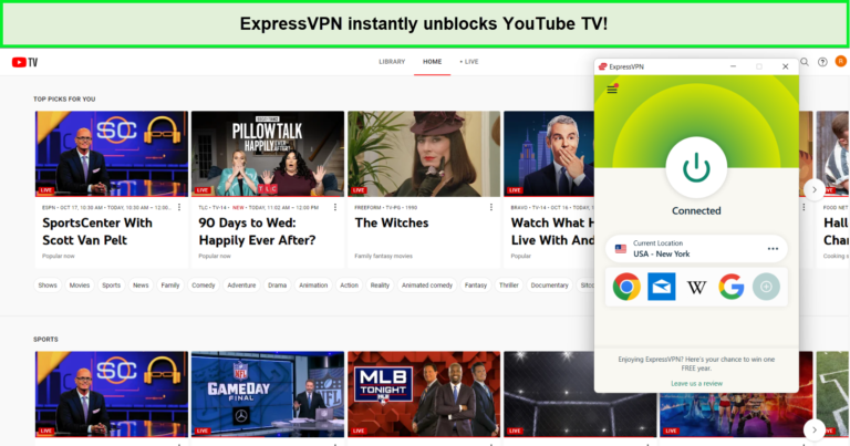  ExpressVPN débloque YouTube TV. in - France 