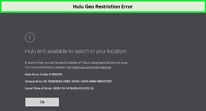  errore di restrizione geografica di Hulu in Italia 