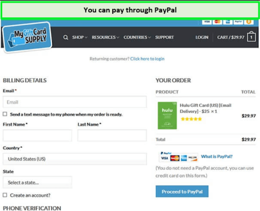  Bezahlen Sie Hulu Deutschland über PayPal. 