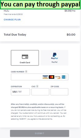  Pagar a través de PayPal en Hulu España. 