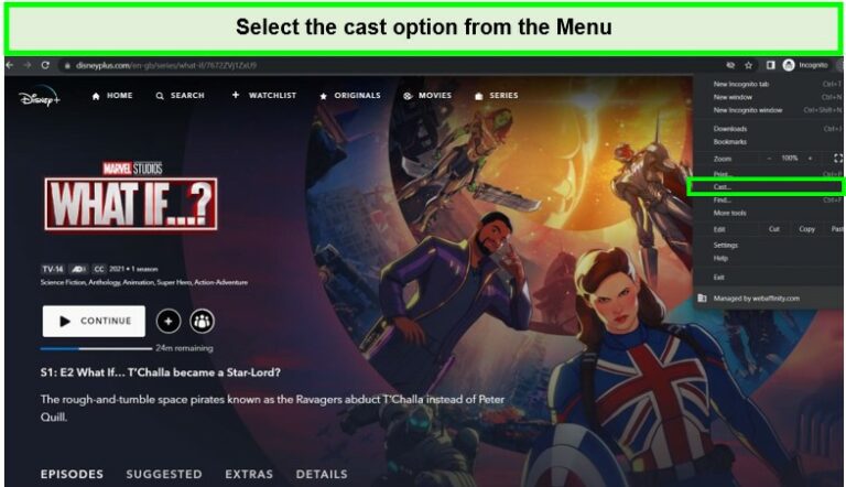select-cast-icon-from-menu-uk