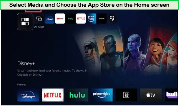 select-media-tab-on-ps4-to-watch-in-India-yt-tv
