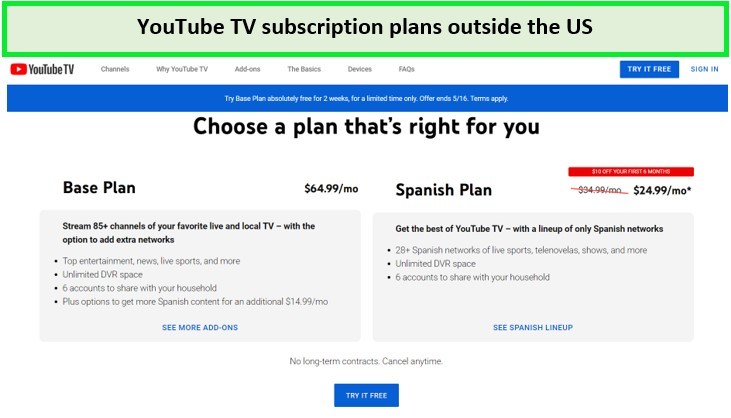 price-and-plan-of-youtube-tv-on-android-in-Hong Kong