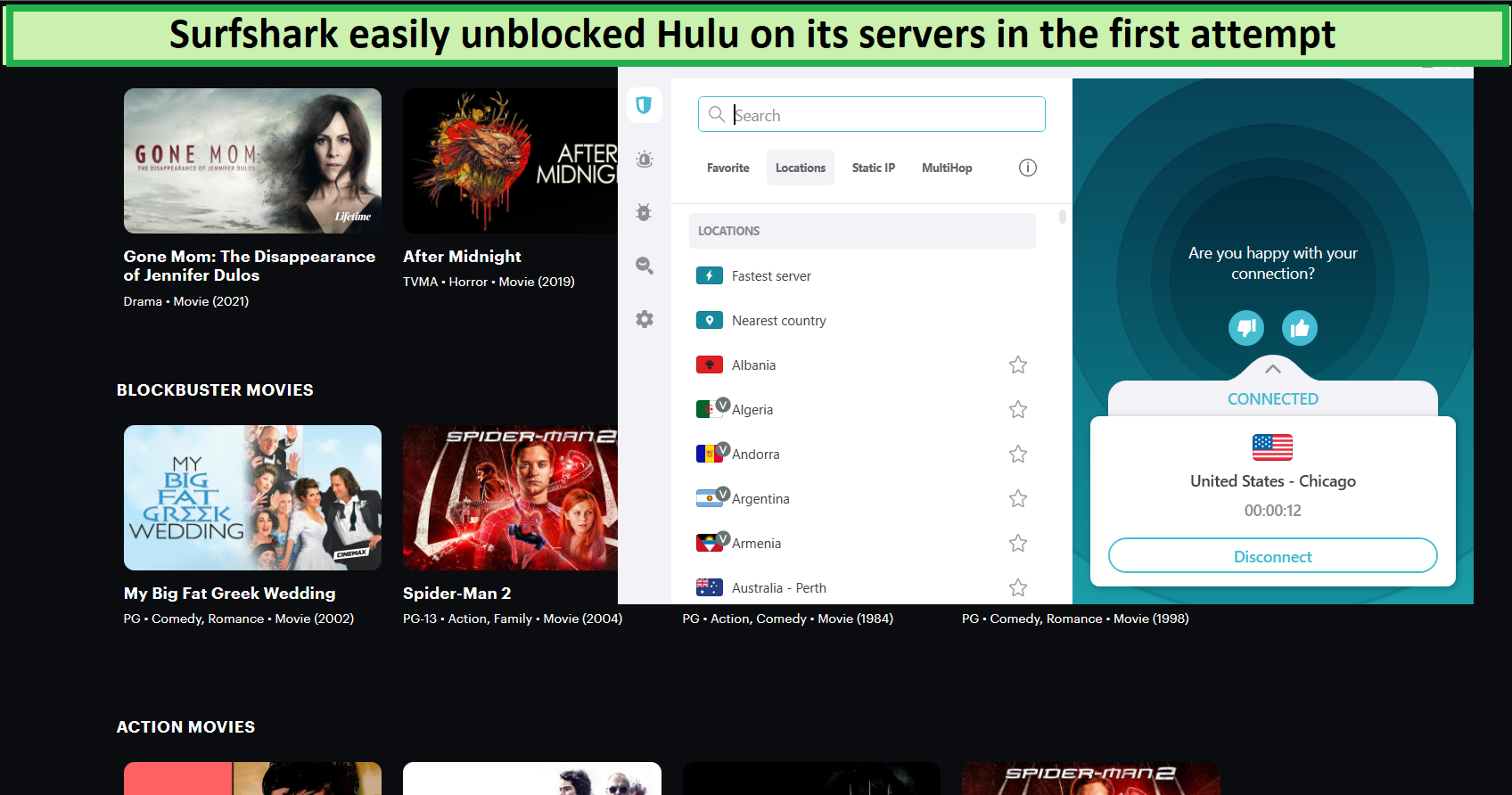  Desbloquea fácilmente Hulu en Android con Surfshark. 