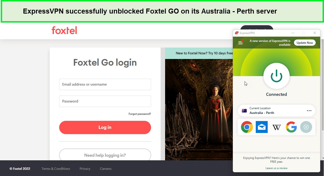 ExpressVPN unblocks Foxtel GO in-Singapore