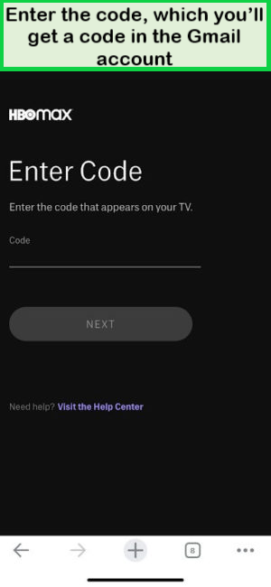 enter-code-on-hbo-max-to-create-account-in-South Korea