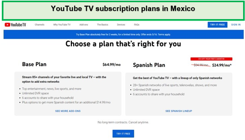 price-and-plan-of-youtube-tv-in-mexico
