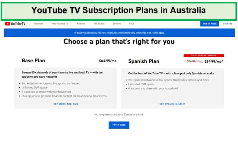 price-and-plan-of-youtube-tv-on-roku-au