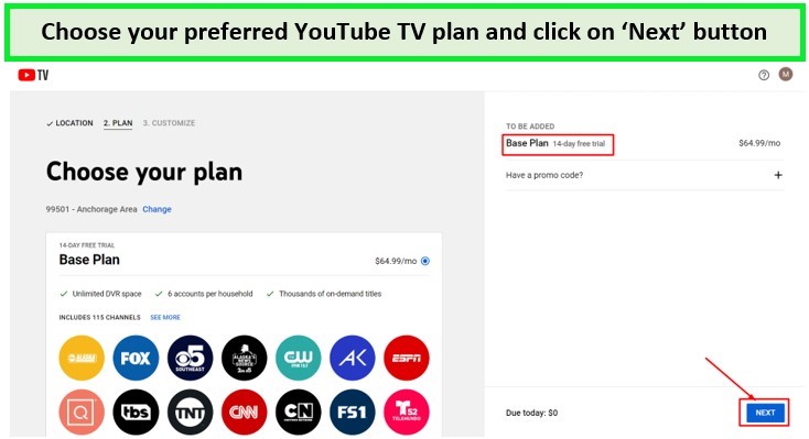select-plan-of-youtube-tv-outside-USA
