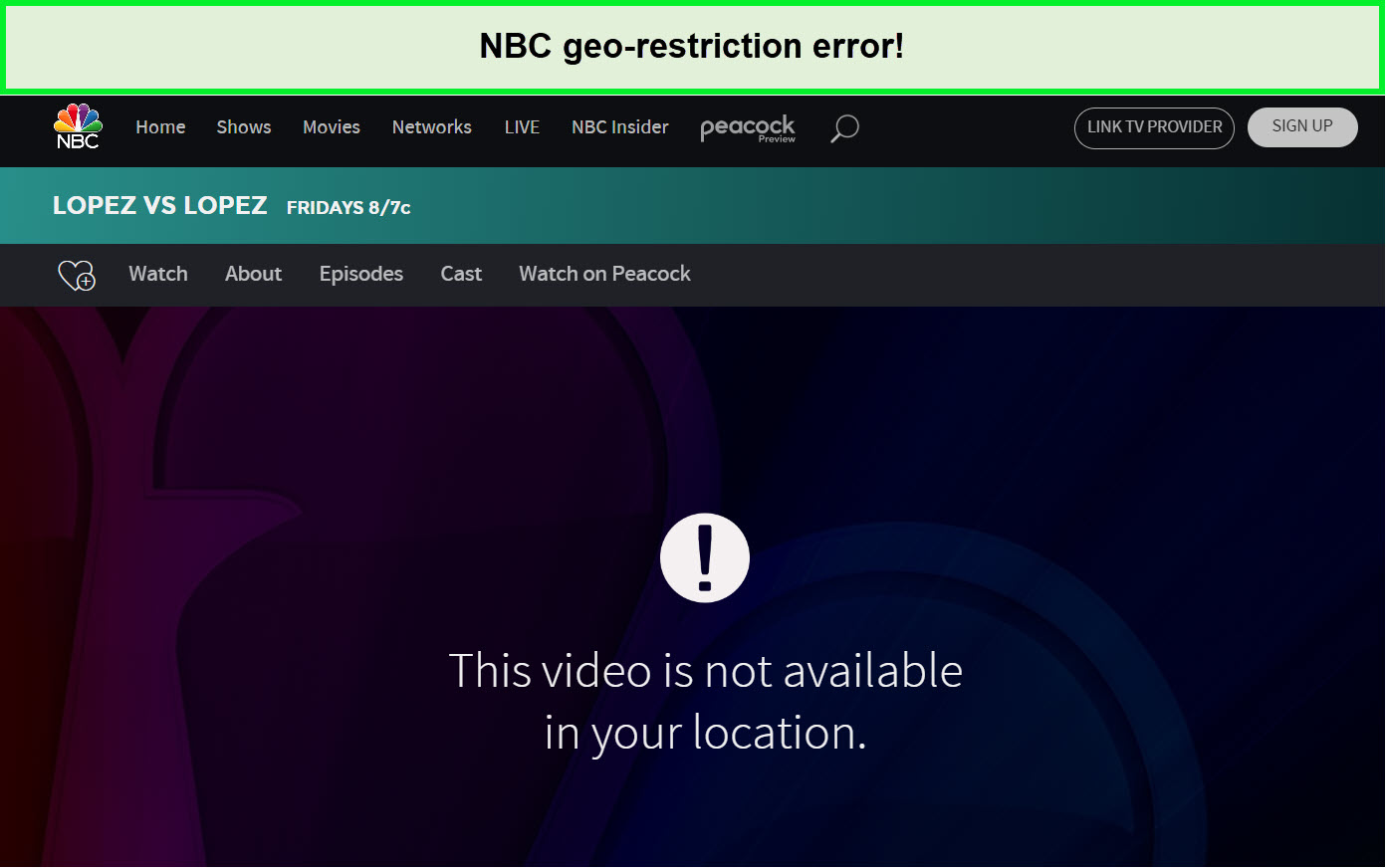  Erreur de restriction géographique NBC 