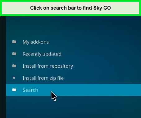 sur la barre de recherche Firestick, trouver Sky Go in - France 