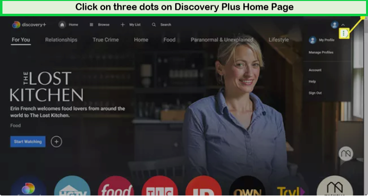  Abra la página de inicio de Discovery Plus. in - Espana 