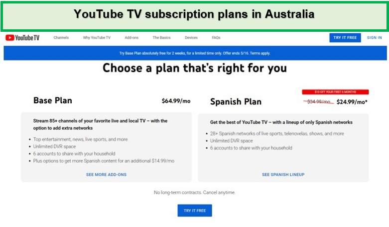 youtube-tv-price-plan-in-australia