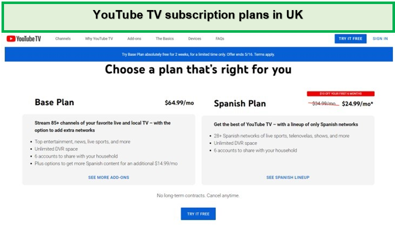 youtube-tv-price-plan-in-uk