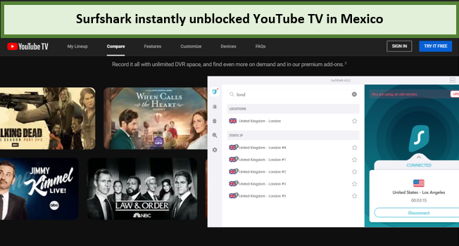 Surfshark-unblocked-youtube-tv-in-mexico