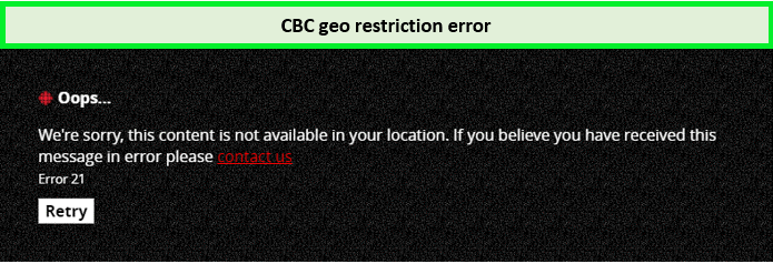  Errore di restrizione CBC Geo in - Italia 