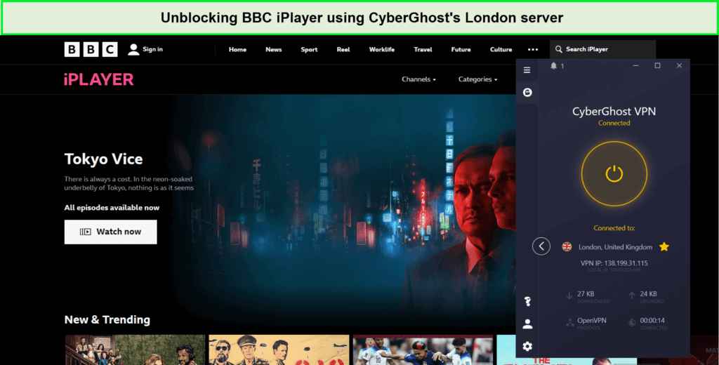  Cyberghost zum Entsperren von BBC iPlayer   