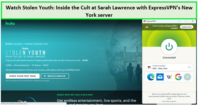  Kijk naar de gestolen jeugd binnen de cultus op Sarah Lawrence met ExpressVPN op Hulu. in - Nederland 