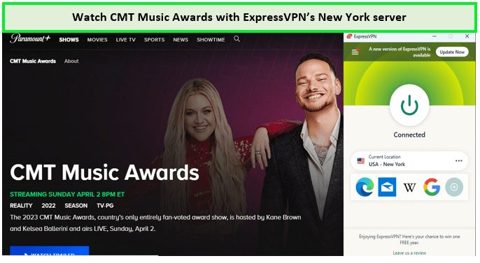  Schauen Sie sich die CMT Music Awards mit ExpressVPN auf Paramount Plus an.   