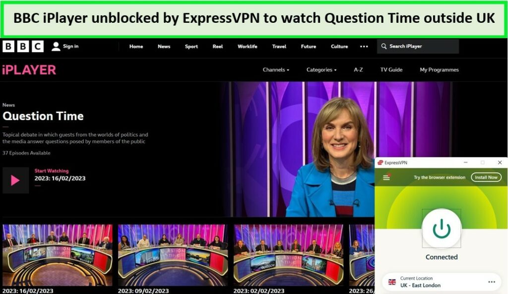  Express-VPN ontgrendelt BBC iPlayer Question Time.  -  