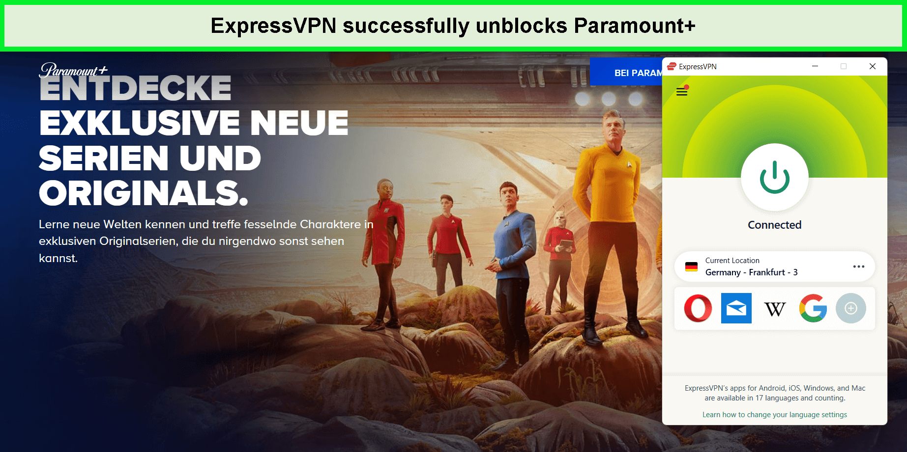  ExpressVPN entsperren Paramount Plus außerhalb von Deutschland 