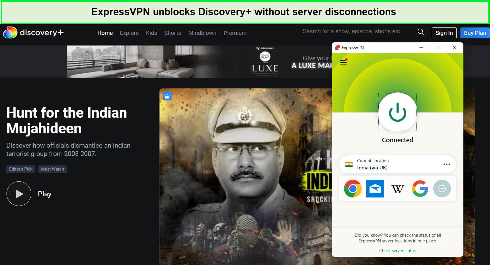  ExpressVPN entsperrt Indian Discovery Plus. in - Deutschland 