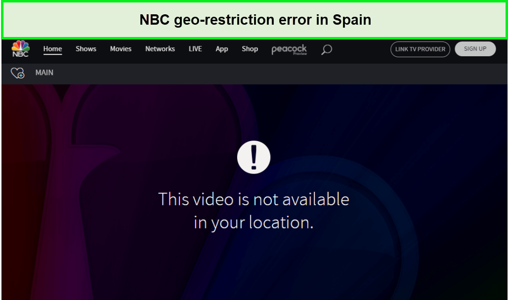  Error de restricción geográfica de NBC en España. 