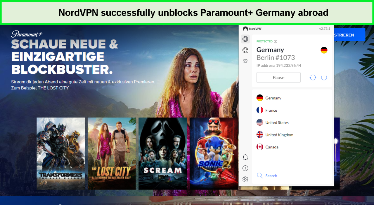  NordVPN - Entsperren Sie Paramount Plus außerhalb von Deutschland 
