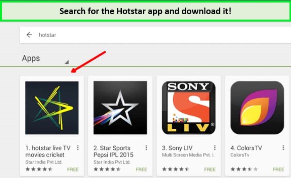 search-for-hotstar-app-in-India