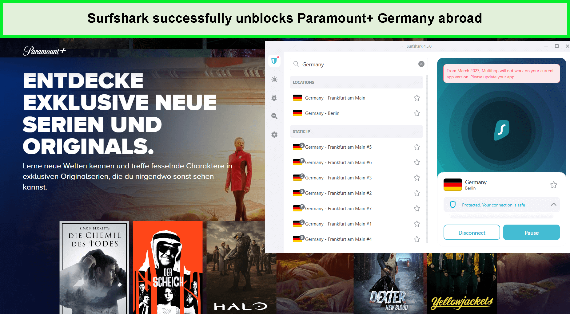  Surfshark - Entsperrung von Paramount Plus außerhalb von Deutschland 