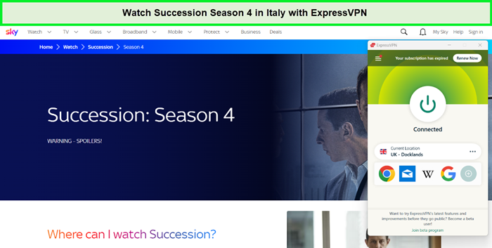 watch Succession season 4 in Italy on Sky Go with ExpressVPN