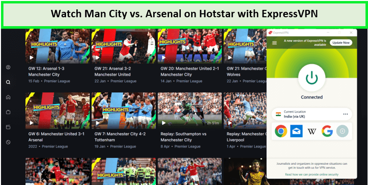  Man-City contre Arsenal sur Hotstar avec ExpressVPN 