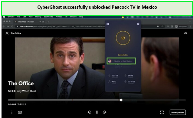 CyberGhost-successfully-unblocked-Peacock-TV-in-Mexico