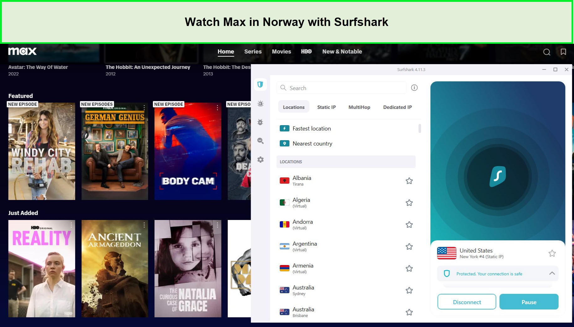 Surfshark-unblocks-US-HBO-Max-in-Norway