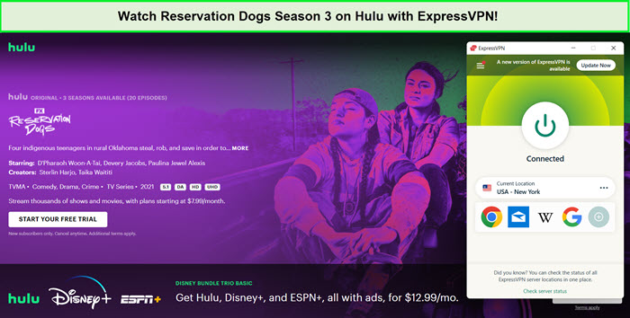 watch-reservation-dogs-season-3-on-hulu-in-France-with-expressvpn