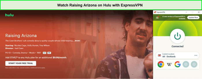 Watch Raising Arizona on Hulu with ExpressVPN in-New Zealand