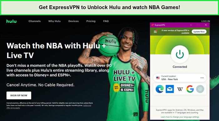  Obtenga ExpressVPN para desbloquear Hulu y ver los juegos de la NBA. in - Espana 