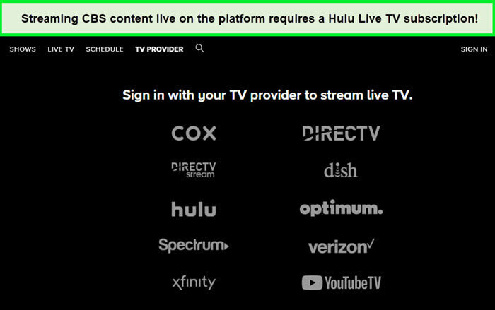  Contenido de CBS en vivo con Hulu Live TV 