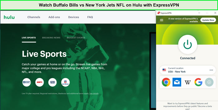  Regardez les Bills de Buffalo contre les Jets de New York NFL in - France Sur Hulu avec ExpressVPN 