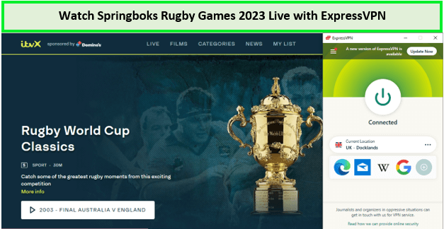  Mira los juegos de rugby Springboks en vivo 2023 in - Espana Con ExpressVPN, puede desbloquear contenido, navegar de forma segura y proteger su privacidad en línea. 