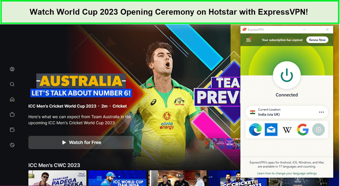 Watch-World-Cup-2023-Opening-Ceremony-on-Hotstar-with-ExpressVPN-in-Canada