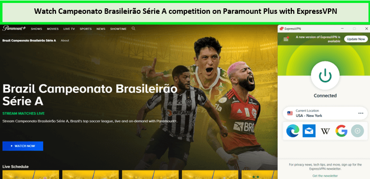  Schauen Sie sich die Campeonato Brasileirão Serie A-Wettbewerb auf Paramount Plus mit ExpressVPN an. 