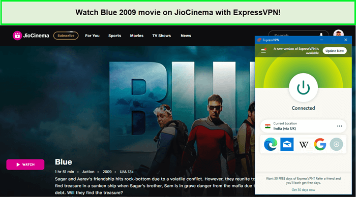  Mira la película Blue 2009 en JioCinema con ExpressVPN. in - Espana 