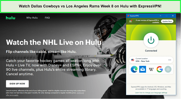  Guarda Dallas Cowboys vs Los Angeles Rams Settimana 8 su Hulu con ExpressVPN in-Italia 