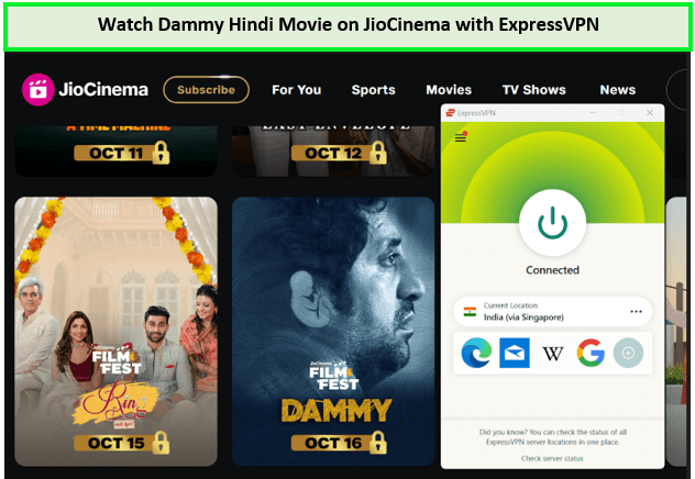Guarda il film hindi Dammy in - Italia Su JioCinema con ExpressVPN 