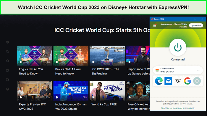  Schauen Sie sich die ICC Cricket World Cup 2023 auf Disney Hotstar mit ExpressVPN an. in - Deutschland 